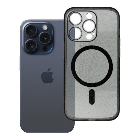 Case for iPhone 14 PRO Clear Mag Cover (STR / CAMERA PROTECTION) compatible with MagSafe black glitter