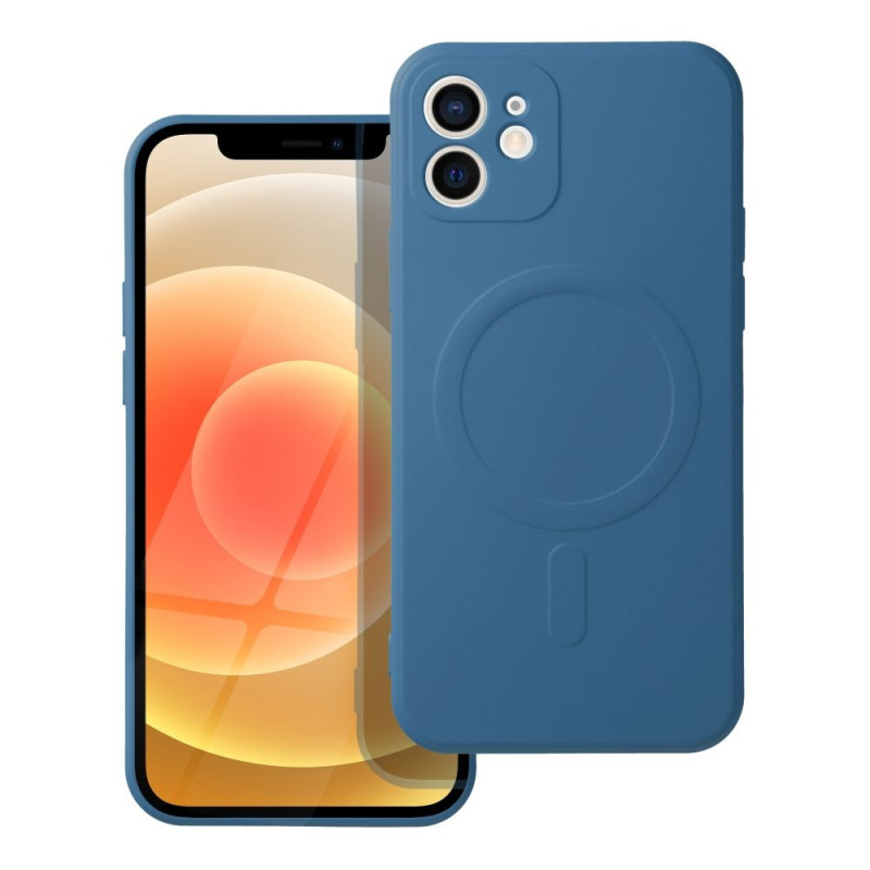 Case for iPhone 12 Silicone Mag Cover compatible with MagSafe (camera protection) blue