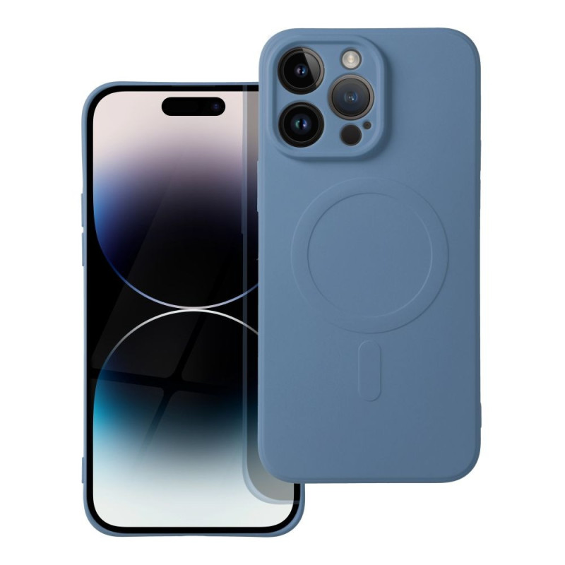 Case for iPhone 14 PRO MAX Silicone Mag Cover compatible with MagSafe blue