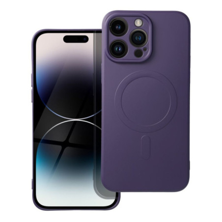 Case for iPhone 14 PRO MAX Silicone Mag Cover compatible with MagSafe dark purple