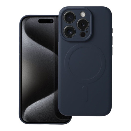 Case for iPhone 15 PRO Silicone Mag Cover compatible with MagSafe titanium blue