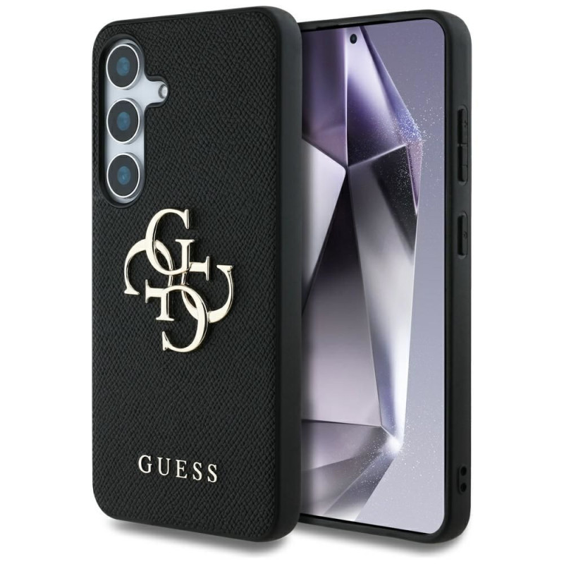 GUESS case for SAMSUNG S25 GUHCS25SPGT4MBK (PU Grained Big 4G and Classic Logo) black