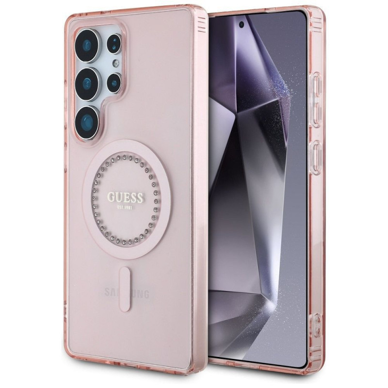GUESS case for SAMSUNG S25 Ultra GUHMS25LPFTDTEP (Magnetic IML Rhinestones) pink