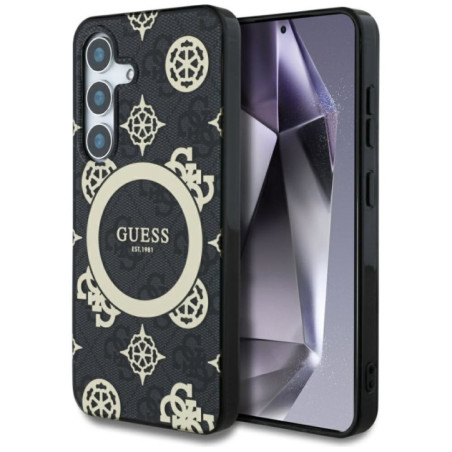 GUESS case for SAMSUNG S25 GUHMS25SH4PYEEK (Magnetic IML Peony on 4G Background) black