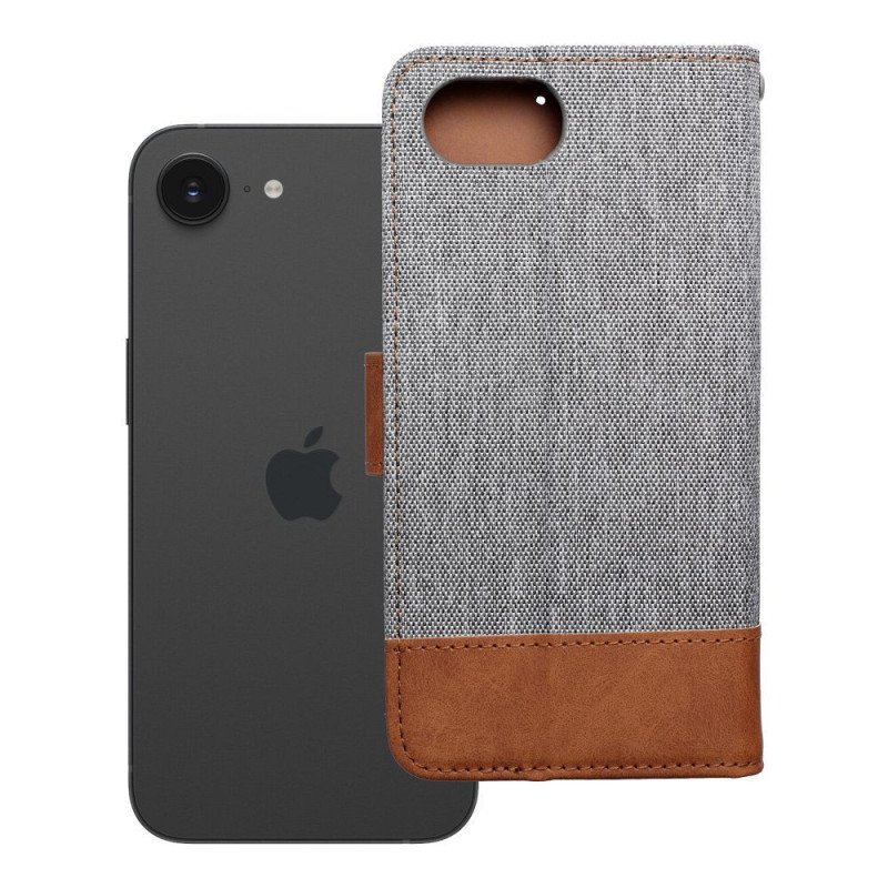 Flip case for iPhone 16e (SE 4 2025) Jeans Book gray