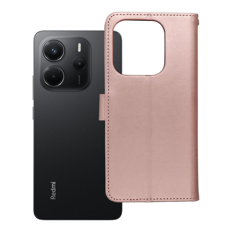 MEZZO Book case for XIAOMI Redmi Note 14 4G (GLOBAL - 164,84mm x 78,15mm x 8,16mm) teddy bear rose gold