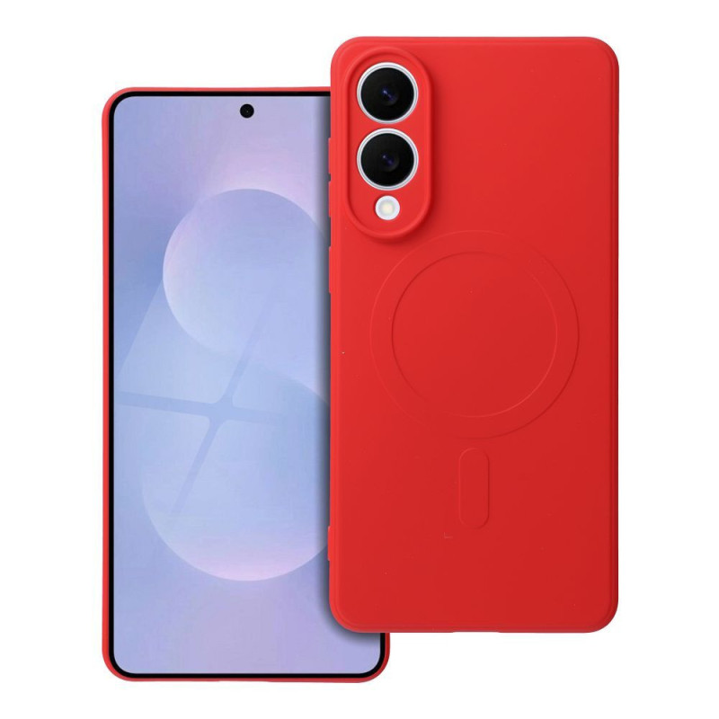 Case for Samsung S25 EDGE Silicone Mag Cover compatible with MagSafe red