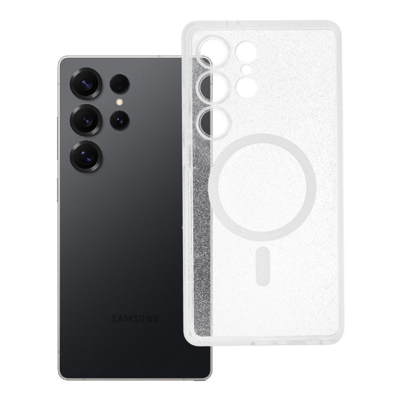 Case for Samsung S25 ULTRA Clear Mag Cover (STR) compatible with MagSafe transparent glitter