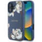 GUESS case for IPHONE 16 compatible with MagSafe GUHMP16SPGNMPLMB (PU Grained Flowers Classic Logo) blue