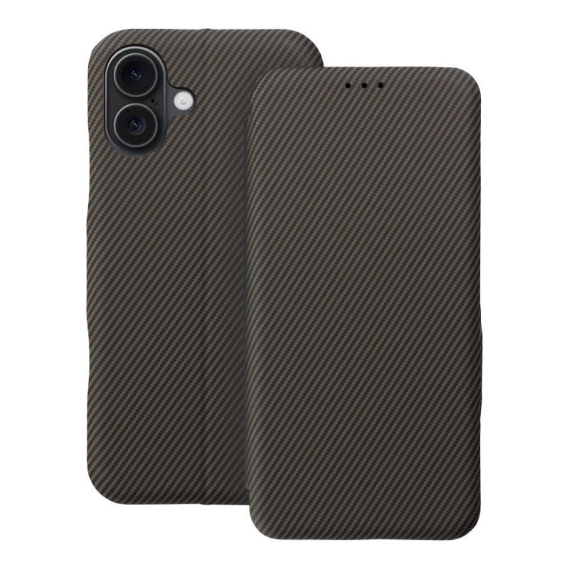 Flip case for iPhone 16 PLUS Folio Side Magnet brown