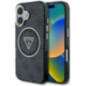 GUESS case for IPHONE 16 compatible with MagSafe GUHMP16SHG4PRTGK (IML Metal Glitter 4G Circle Triangle) black