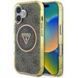 GUESS case for IPHONE 16 compatible with MagSafe GUHMP16SHG4PRTGW (IML Metal Glitter 4G Circle Triangle) brown