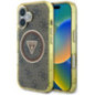 GUESS case for IPHONE 16 compatible with MagSafe GUHMP16SHG4PRTGW (IML Metal Glitter 4G Circle Triangle) brown