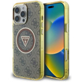 GUESS case for IPHONE 16 Pro compatible with MagSafe GUHMP16LHG4PRTGW (IML Metal Glitter 4G Circle Triangle) brown