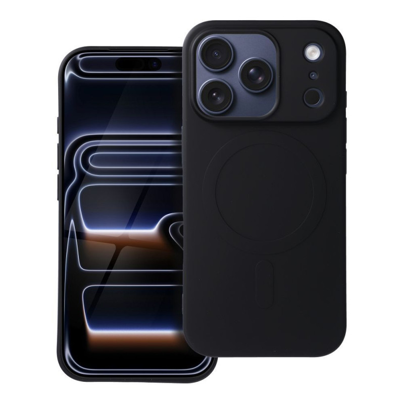 Case for iPhone 17 PRO Silicone Mag Cover compatible with MagSafe (big hole) black