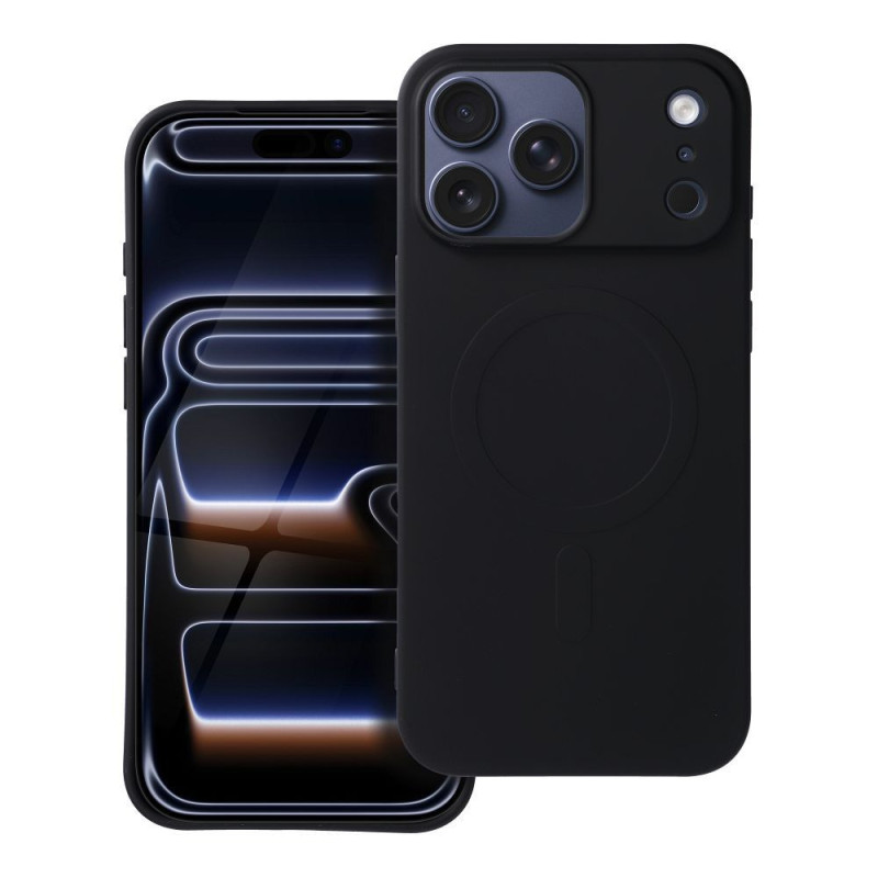 Case for iPhone 17 PRO MAX Silicone Mag Cover compatible with MagSafe (big hole) black
