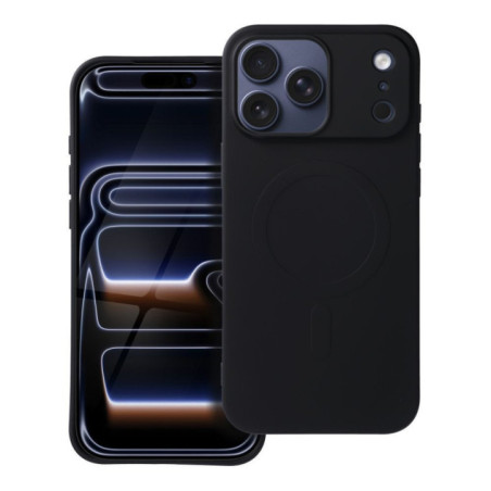 Case for iPhone 17 PRO MAX Silicone Mag Cover compatible with MagSafe (big hole) black
