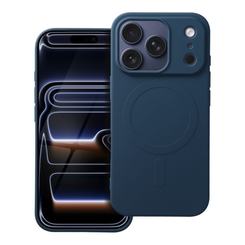 Case for iPhone 17 PRO Silicone Mag Cover compatible with MagSafe (big hole) blue