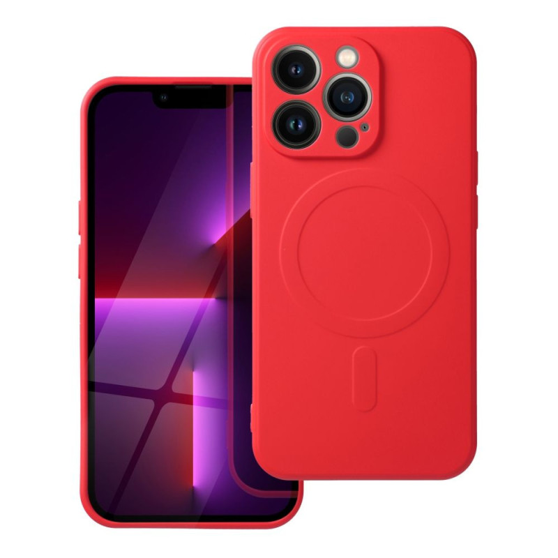 Case for iPhone 17 AIR Silicone Mag Cover compatible with MagSafe (camera protection) red