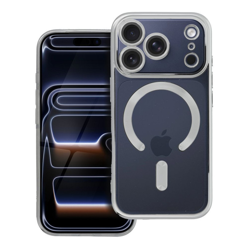 Case for iPhone 17 PRO Electro Mag Cover compatible with MagSafe silver Case for iPhone 17 PRO Electro Mag Cover compatible with MagSafe silver
