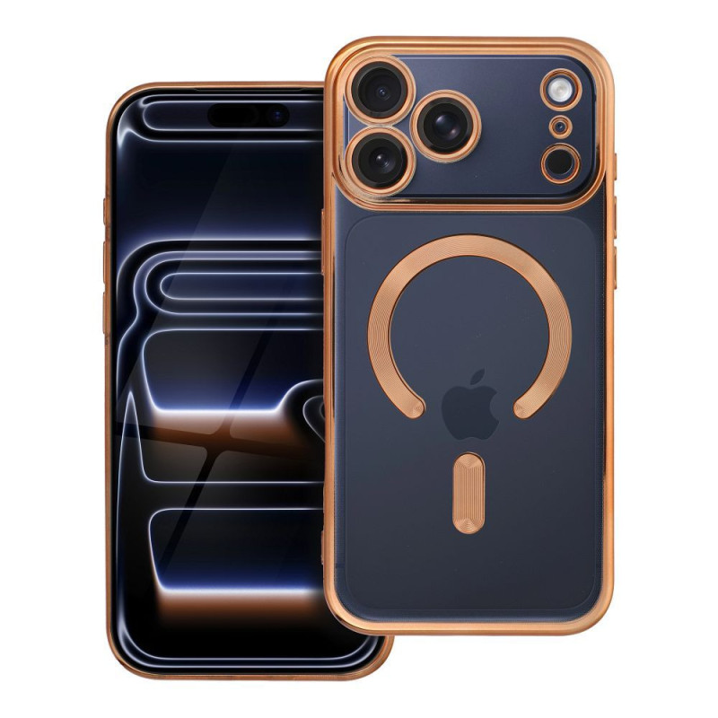 Case for iPhone 17 Pro Max / 18 Pro Max (low camera edge) Electro Mag Cover compatible with MagSafe gold Case for iPhone 17 Pro Max / 18 Pro Max (low camera edge) Electro Mag Cover compatible with MagSafe gold