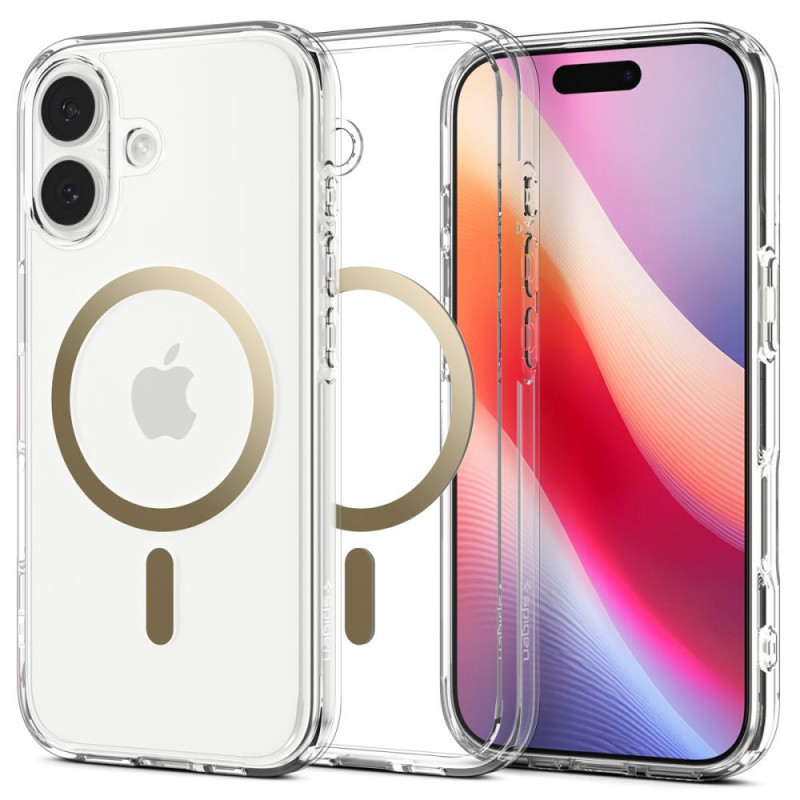 SPIGEN case ULTRA HYBRID MAG compatible with MagSafe for IPHONE 17 clear gold