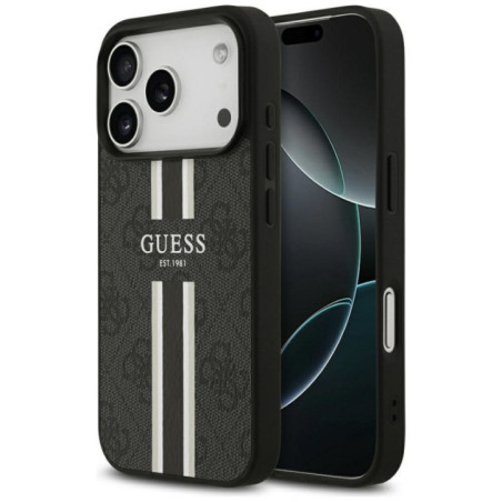 GUESS case for IPHONE 17 Pro compatible with MagSafe GUHMP17LP4RPSK (4G Printed Stripes) black