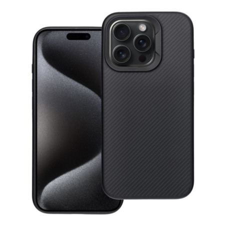 Case for iPhone 15 PRO Carbon Elite Mag Cover compatible with MagSafe black