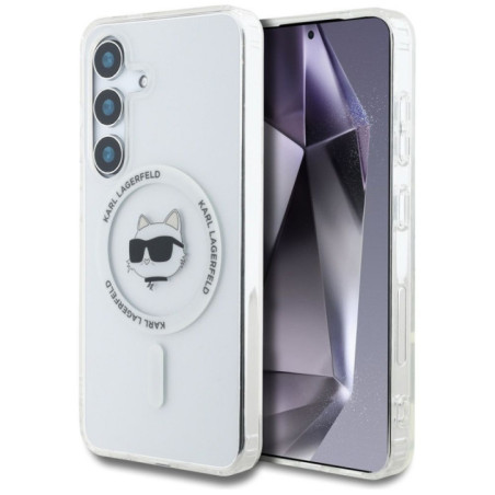 KARL LAGERFELD case for SAMSUNG S25 KLHMS25SHLSCHH (Magnetic IML Metal Choupette Head) white