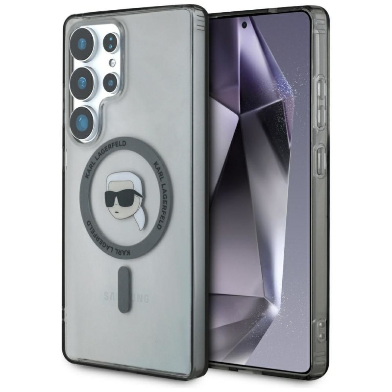 KARL LAGERFELD case for SAMSUNG S25 Ultra KLHMS25LHLSKIK (Magnetic IML Metal K. Heads) black