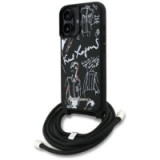 KARL LAGERFELD case for IPHONE 16 KLHCP16SPGGRMPCK compatible with MagSafe (CRSSBY Grained PU W/ Pattern & Logo) black