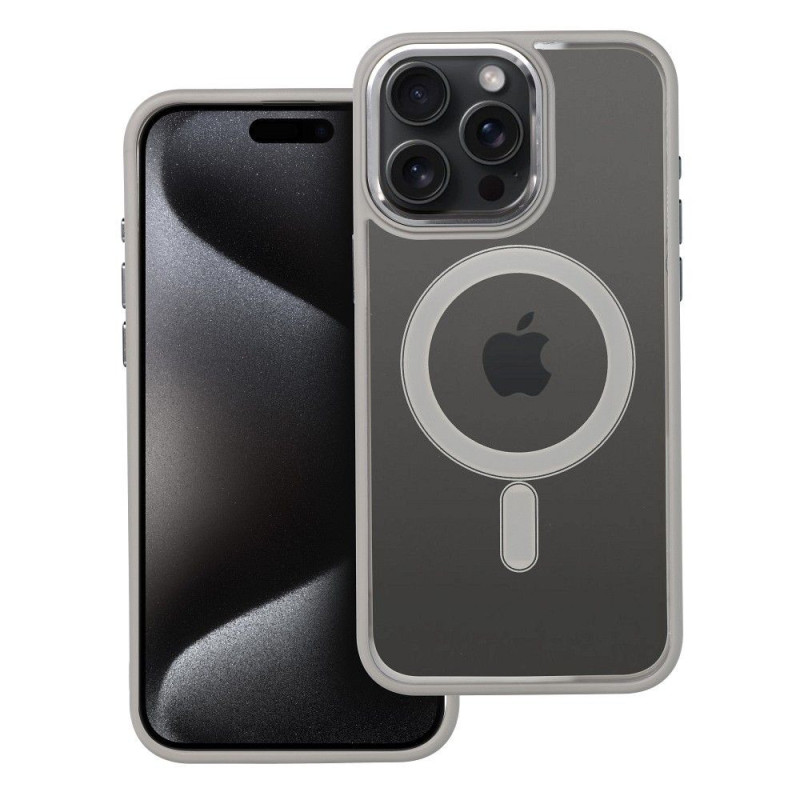 Case for iPhone 15 PRO MAX Color Edge Mag Cover compatible with MagSafe titanium-gray