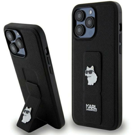 KARL LAGERFELD case for IPHONE 13 Pro Max KLHCP13XGSACHPK (Gripstand Saffiano choupette PIN) black