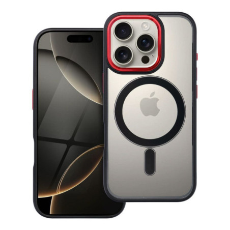 Case for iPhone 16 PRO Color Edge Mag Cover compatible with MagSafe black-red