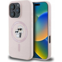 KARL LAGERFELD case for IPHONE 16 Plus compatible with MagSafe KLHMP16MSCMKCRHP (Silicone KC Body Ring) pink