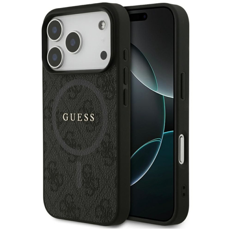 GUESS case for IPHONE 17 Pro compatible with MagSafe GUHMP17LG4GFRK (PU 4G Ring Classic Logo) black