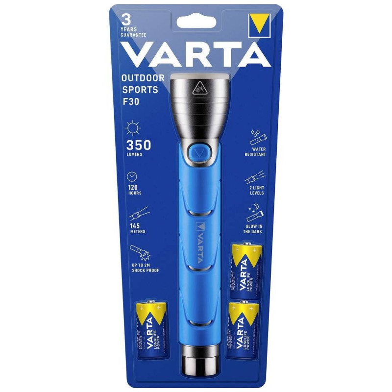 VARTA flashlight LED Outdoor sports F30 310lm 18629 + 3 x batteries R14 (Type C) VARTA flashlight LED Outdoor sports F30 310lm 18629 + 3 x batteries R14 (Type C)