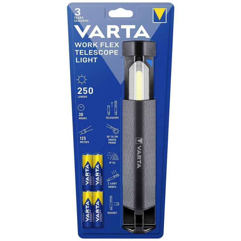 VARTA flashlight LED Work flex telescope light 250lm 18646 + 4 x batteries R6 (AA) VARTA flashlight LED Work flex telescope light 250lm 18646 + 4 x batteries R6 (AA)