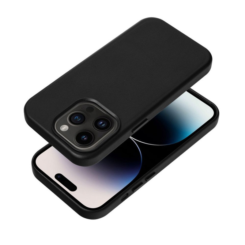 Case for Samsung S25 PLUS Leather Mag Cover compatible with MagSafe black