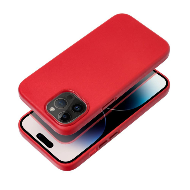Case for Samsung S25 PLUS Leather Mag Cover compatible with MagSafe red