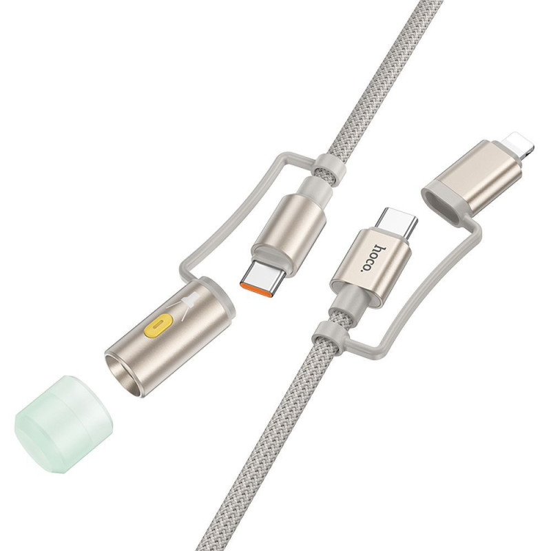 Cable All-in-one USB C / Lightning to USB C / LED Light Hoco PD 3A 60W 1,2 m U138 grey Cable All-in-one USB C / Lightning to USB C / LED Light Hoco PD 3A 60W 1,2 m U138 grey