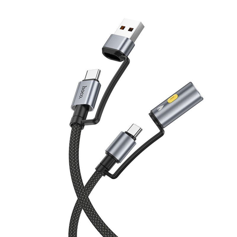 Cable All-in-one USB A / USB C to USB C / Cigarette lighter Hoco 3A 60W 1,2 m U138 black