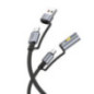 Cable All-in-one USB A / USB C to USB C / Cigarette lighter Hoco 3A 60W 1,2 m U138 black