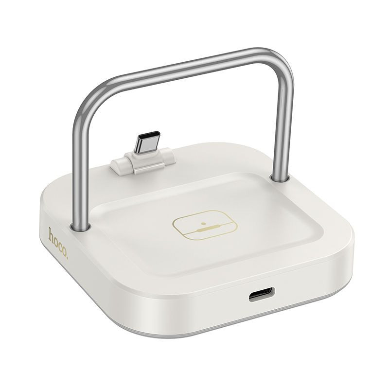 Desktop charger Hoco 2in1 USB C PD QC 3A 30W + wireless charging 5W CQ16B milky white
