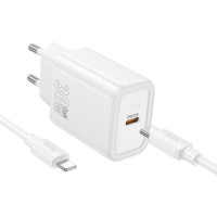 Phone charger Hoco USB C QC PD 30W + cable USB C to Lightning N62 white