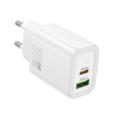 Phone charger Hoco USB A + USB C QC3.0 PD 3A 30W N63 white