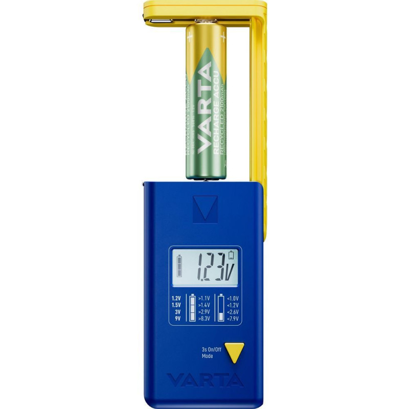 VARTA battery tester with digital display (AA, AAA, Type C, Type D, 9V, button) 893101111 blue