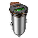 Car charger Hoco USB A + USB C PD QC3.0 43W NZ16A metal gray