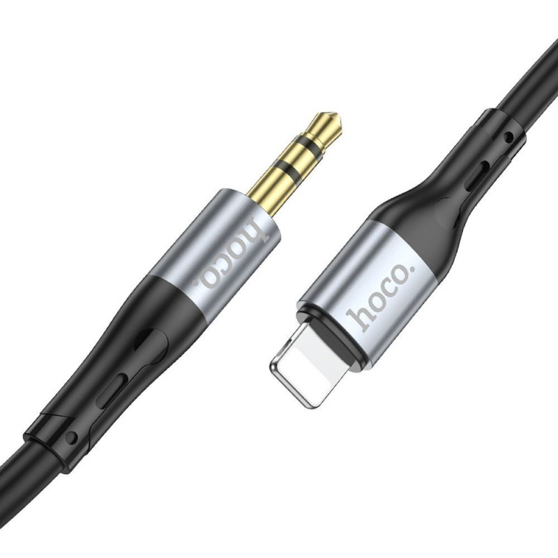 Cable AUX Jack 3,5 mm to Lightning Hoco 1 m UPA22 black Cable AUX Jack 3,5 mm to Lightning Hoco 1 m UPA22 black