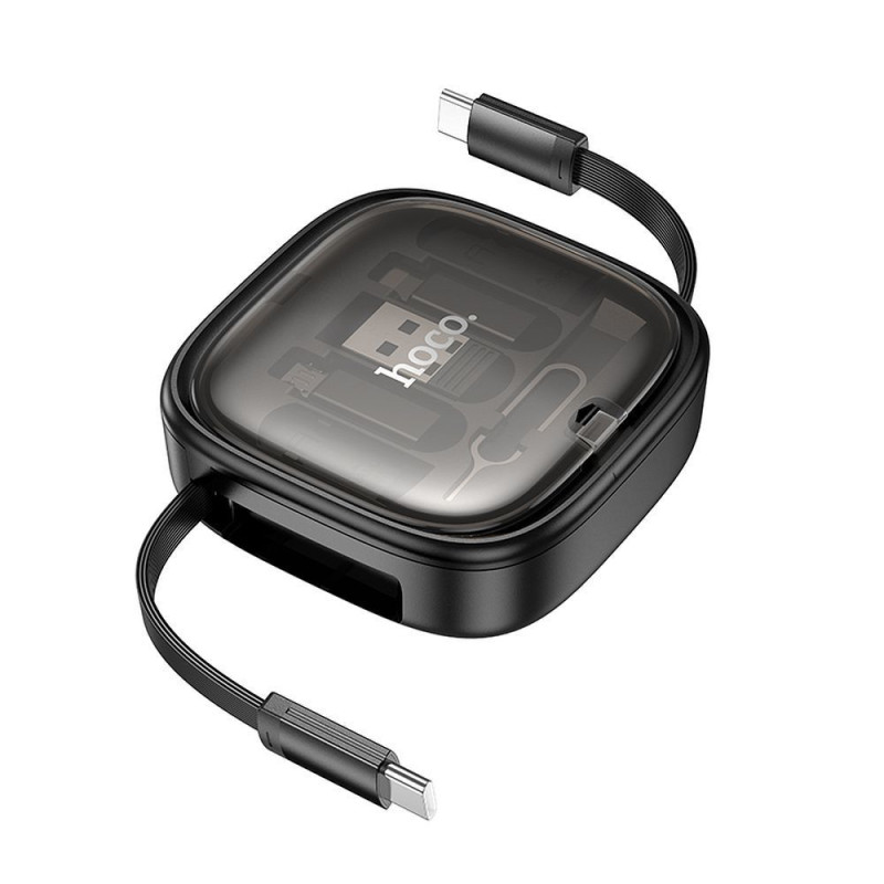 Cable All-in-one retractable charging set Hoco PD 3A 60W 0,95 m U140 black